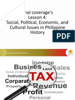 Final Coverage's Lesson 4: Social, Political, Economic, and Cultural Issues in Philippine History