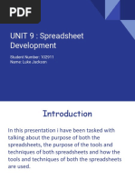 Unit 9 Spreadsheet Development Assignment 1 - Luke Jackson