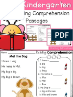 Free Kindergarten Reading Comprehension