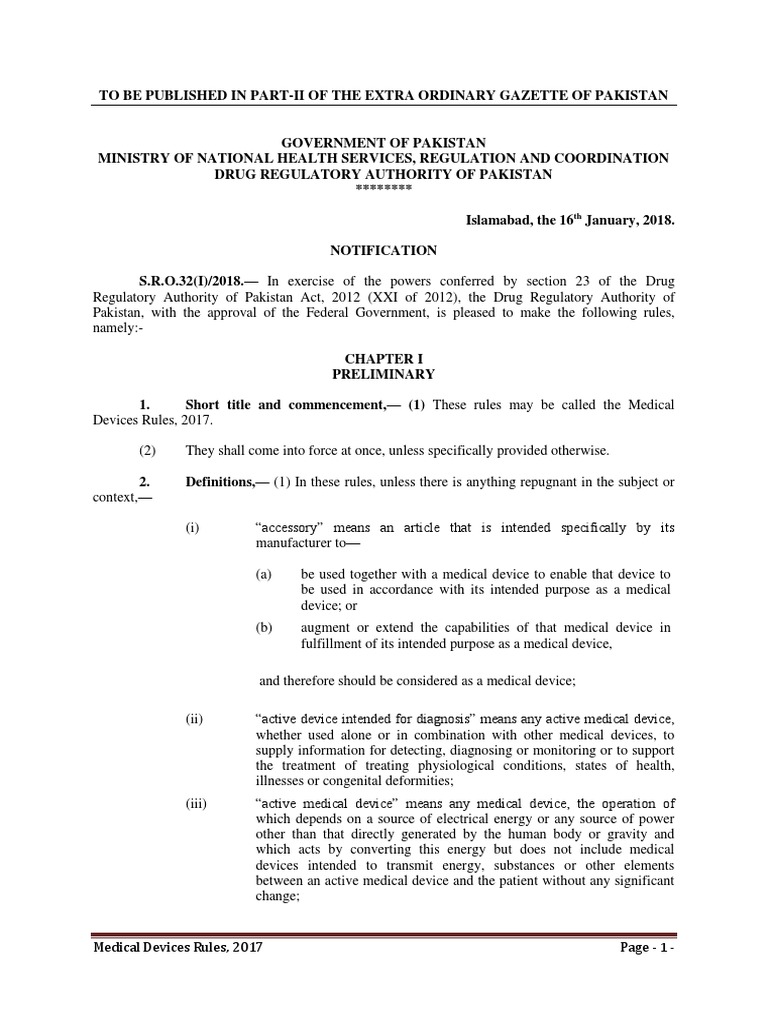 Final Medical Devices Rules, 2017 16012018 Final Approved PDF PDF