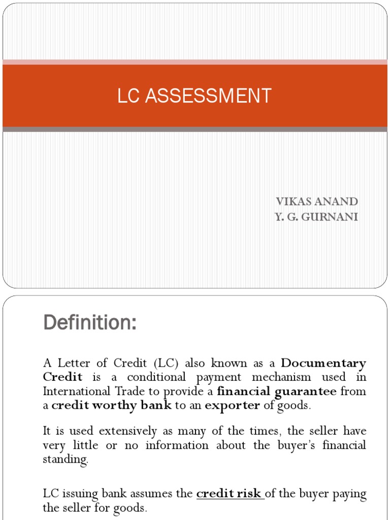 LC Assessment1 | PDF | Letter Of Credit | Credit