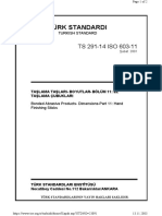TS 291-14 ISO 603-11-2001 Taşlama Taşları - Boyutlar - Bölüm 11