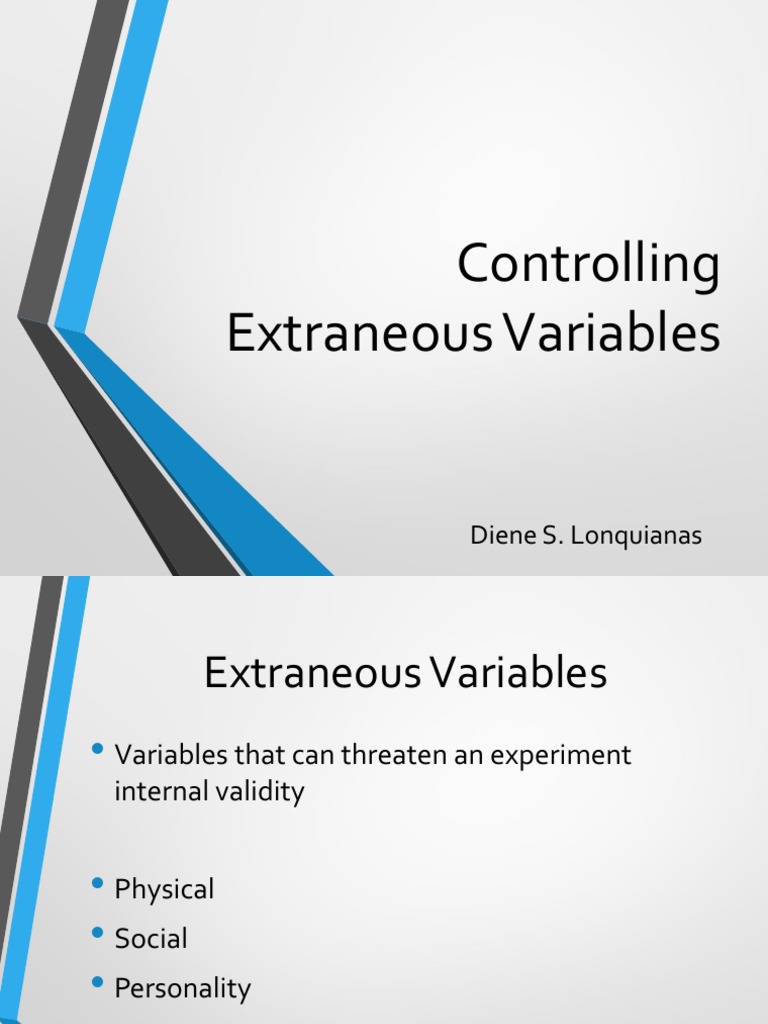 Managing Extraneous Variables in Experiments | PDF | Experiment ...