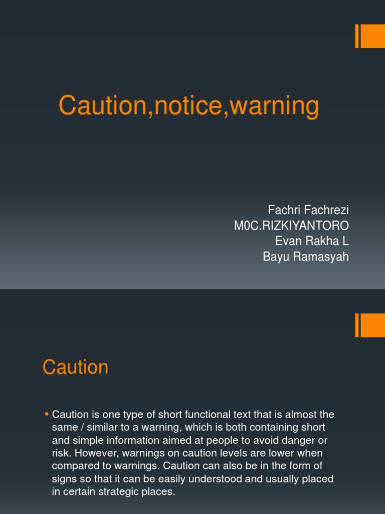 Caution Notice Warning Information Communication
