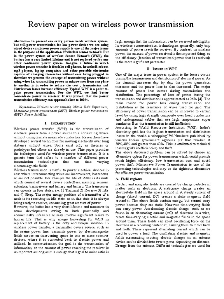 Wireless Power Transmission Insights | PDF | Antenna (Radio ...
