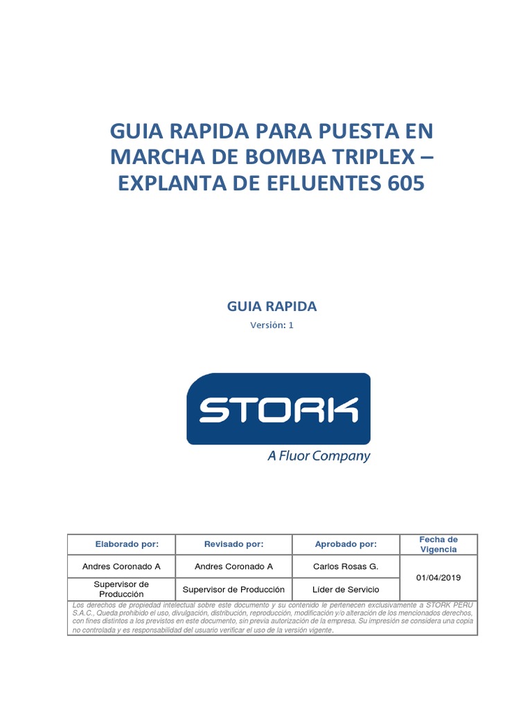Guia Rapida Para Arranque De Bomba Triplex Ex605 PDF Bomba 