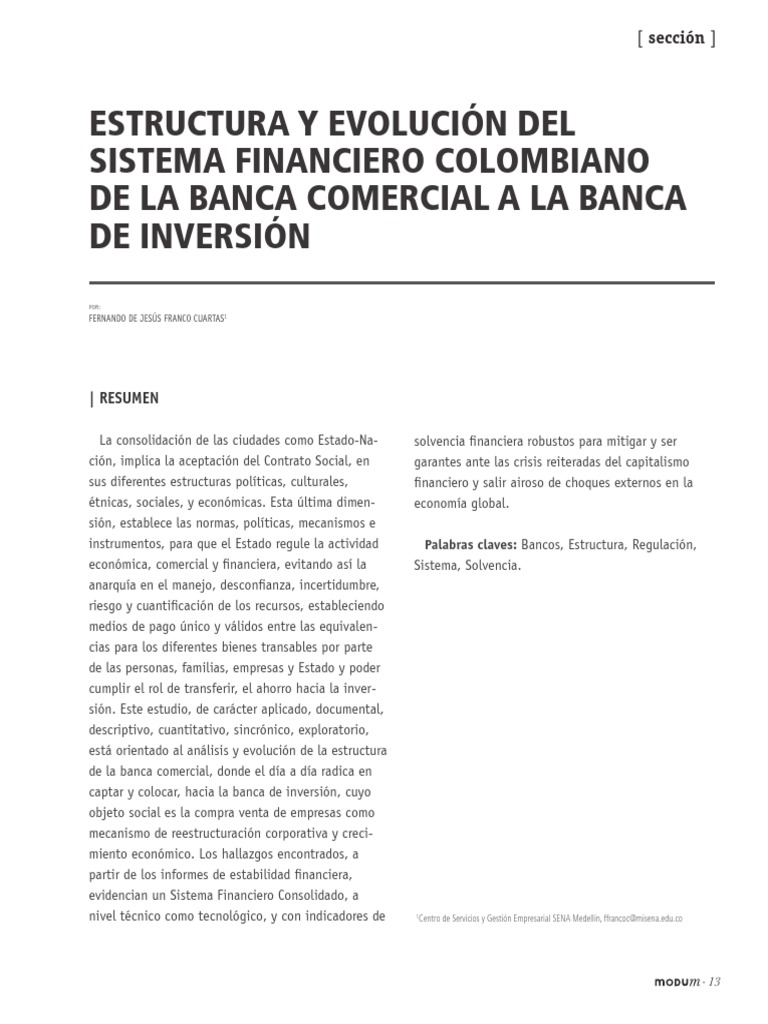 Estructura y Evolucion Del Sistema Financiero en Colombia PDF | PDF ...