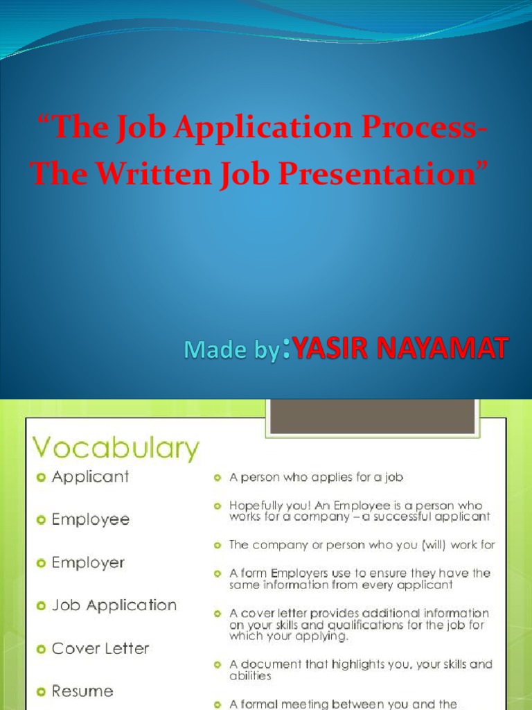 The Job Application Process-The Written Job Presentation | PDF