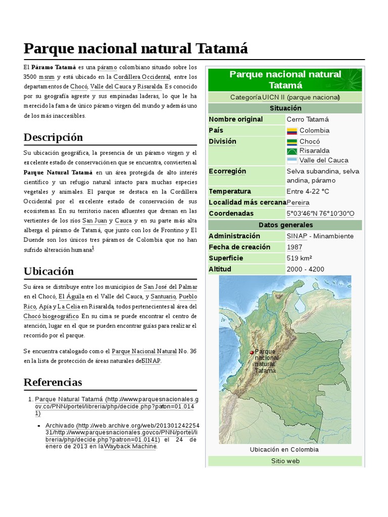 Parque Nacional Natural Tatamá PDF Descargar gratis PDF Ciencias de
