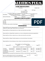 Production Audition Form