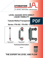 Level Gauges With Direct Liquid Visibility Tubular/Reflex/Transparent Types Series: ITA-GG / ITA-RG / ITA-TG