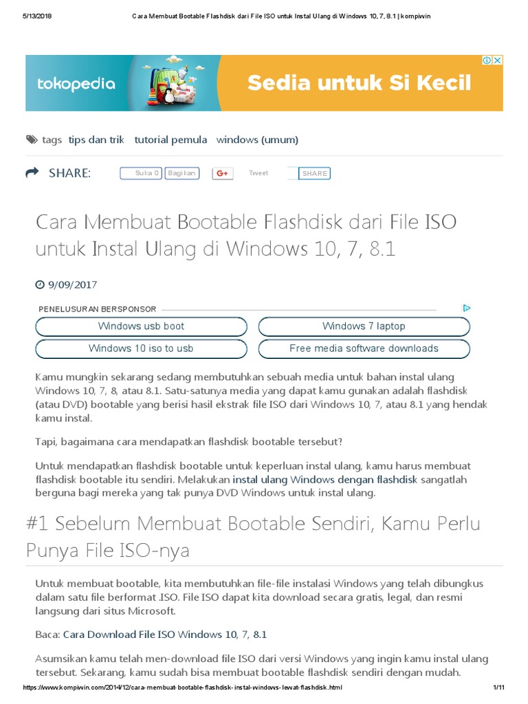 Cara Membuat Bootable Flashdisk Dari File Iso Untuk Instal