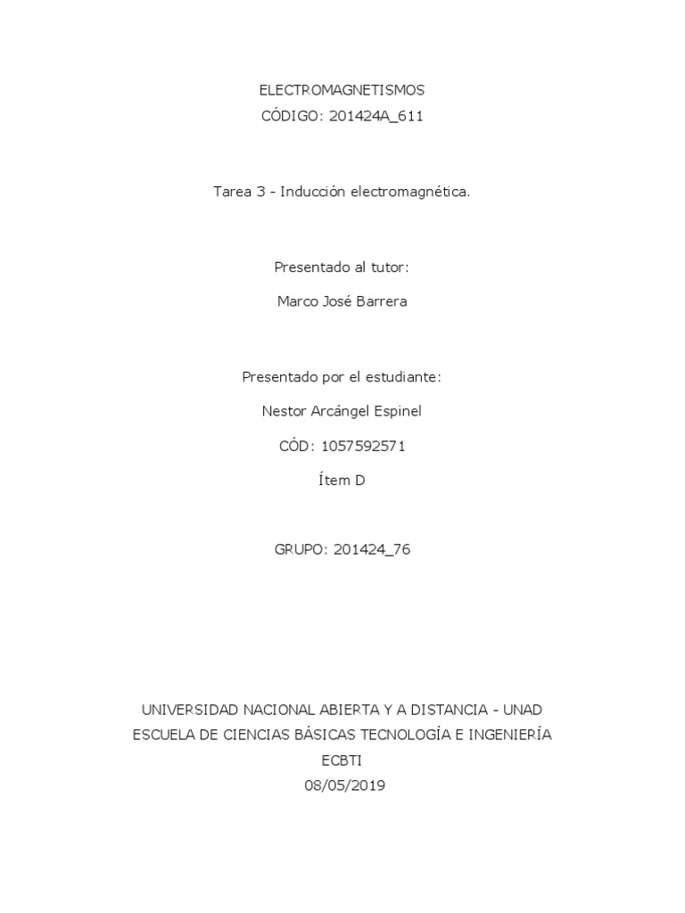 Tarea 3 - Fundamentos Inducción Electromagnética | PDF | Inductor ...