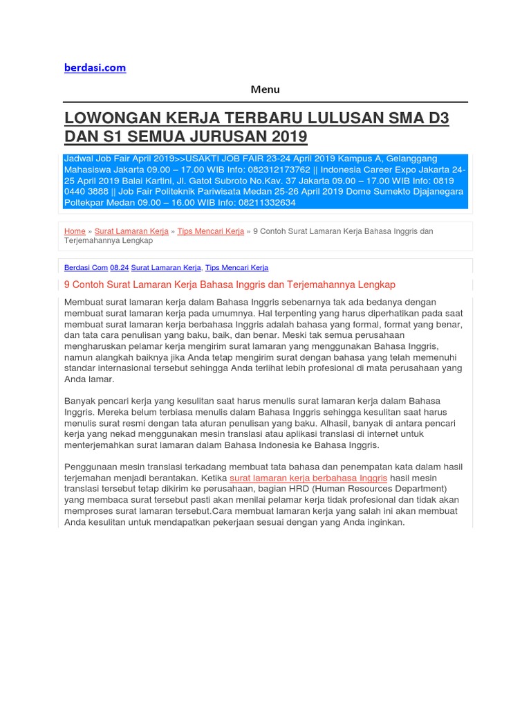 Surat Lamaran Kerja
