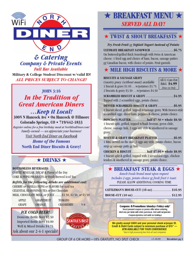 Ned's Breakfast Menu Highlights | PDF | Pancake | Sausage