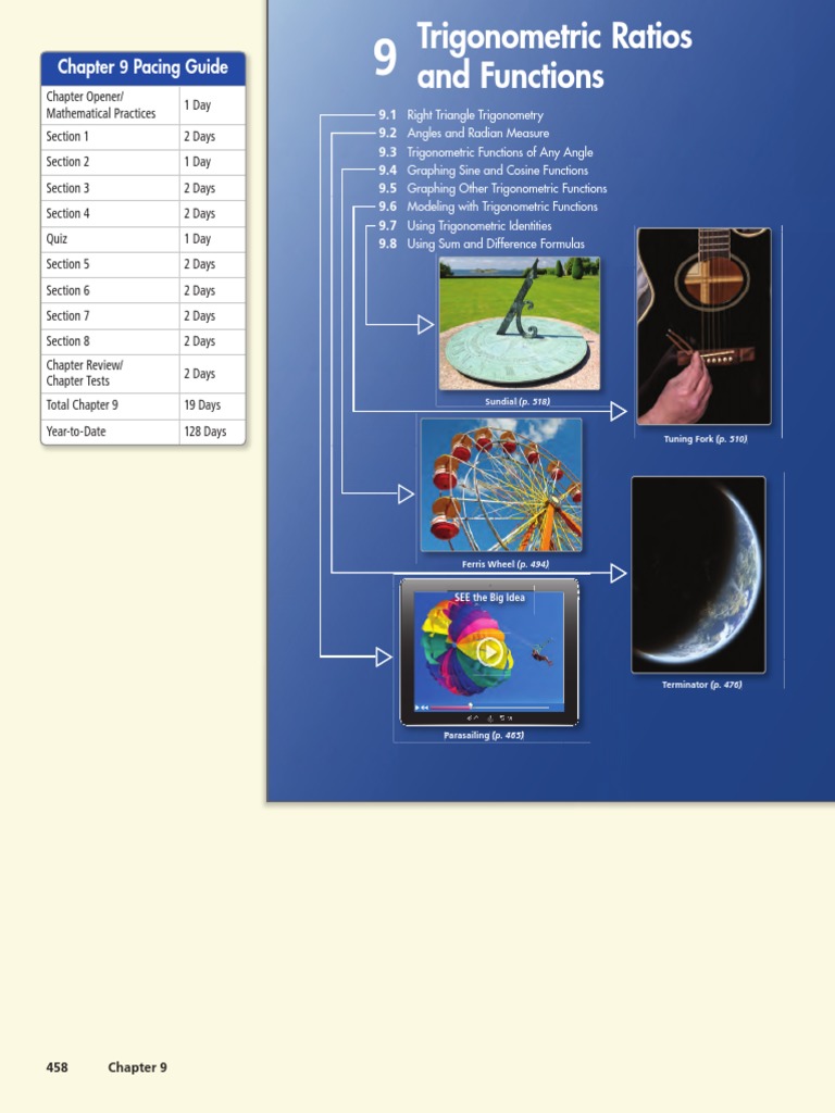 Trigonometric Ratios and Functions: 9 Pacing Guide | PDF | Trigonometric  Functions | Sine