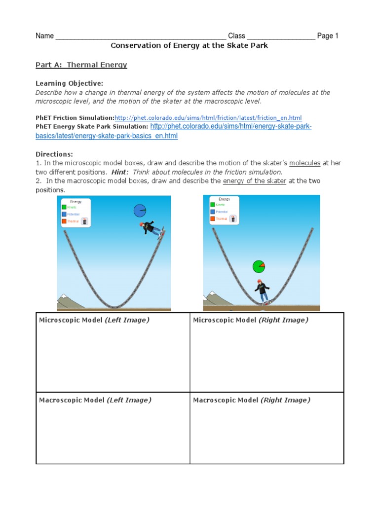 Conservation of Energy in Skate Park Simulation | PDF | Friction ...