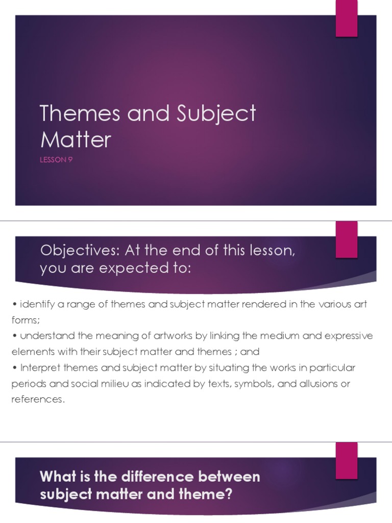 Lesson 9 Themes And Subject Matter Identity Social Science