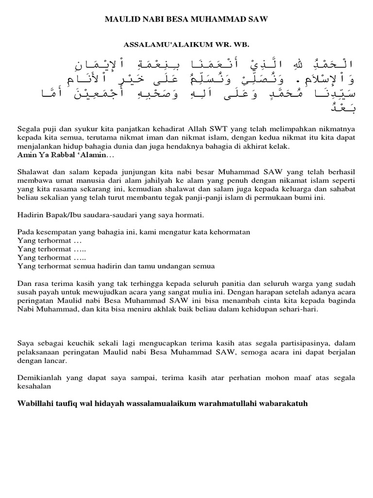 Maulid Nabi Besa Muhammad Saw Assalamu Alaikum Wr Wb