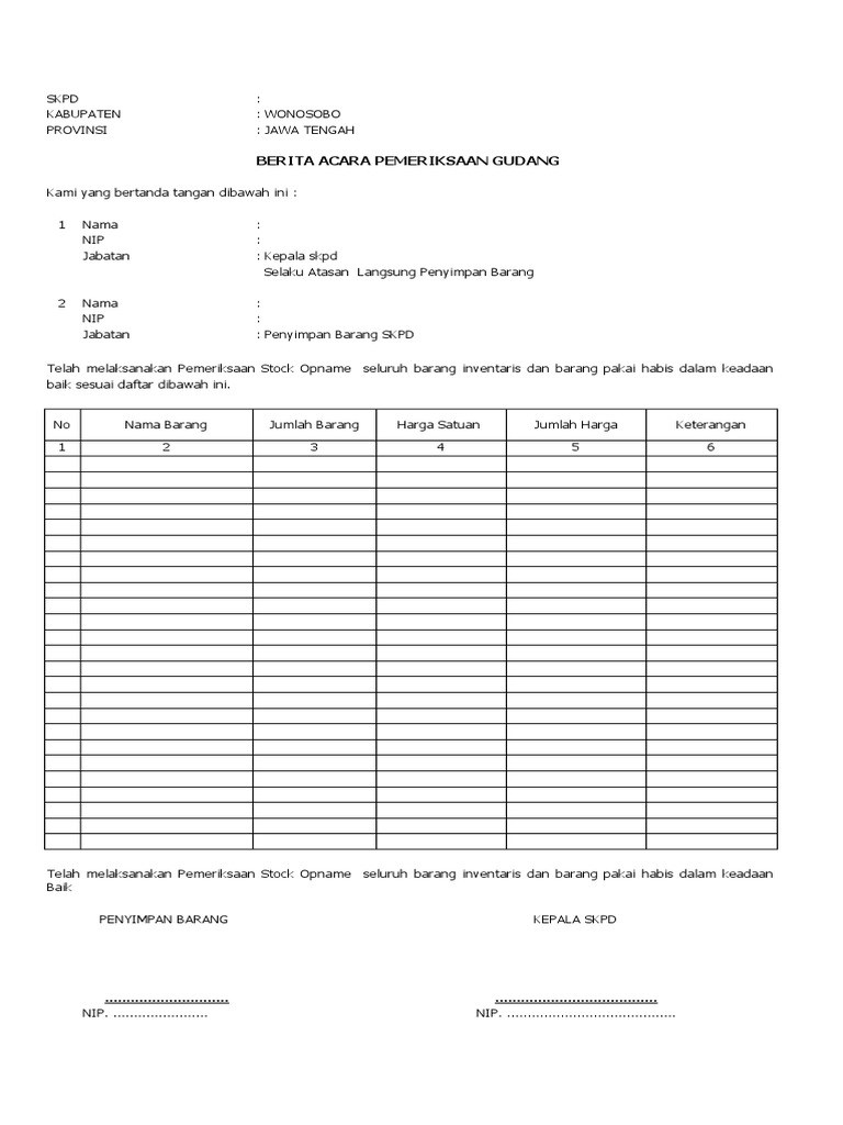 Laporan Penyimpanan Barang SKPD | PDF