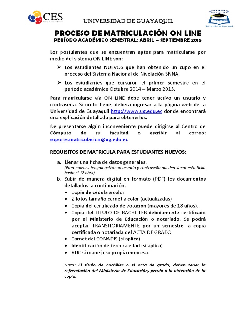 Matrícula Online Universidad de Guayaquil | PDF | Science | Ciencia ...