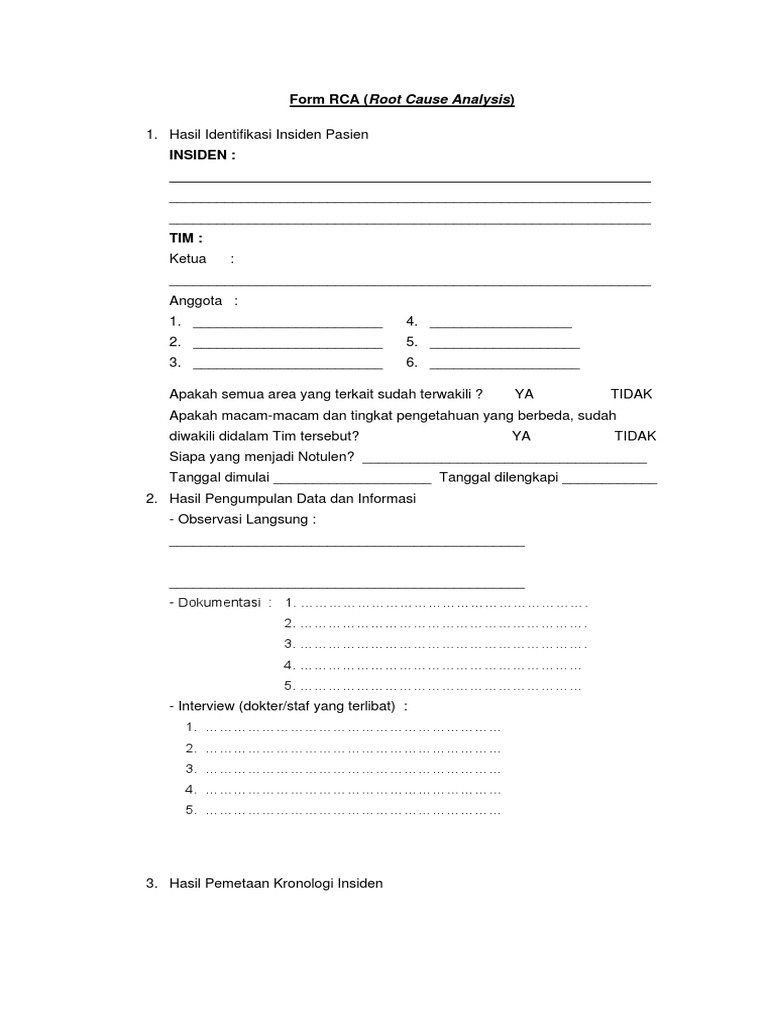 Form RCA untuk Analisis Insiden Pasien | PDF | Karier & Perkembangan ...