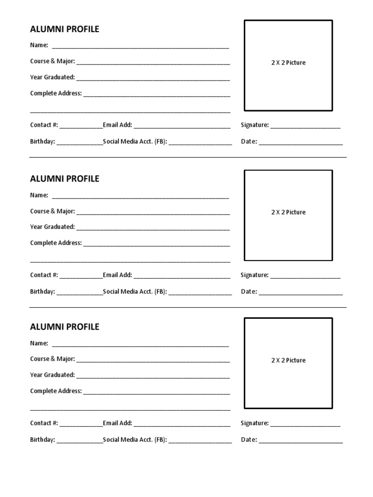 Alumni Profile Information Template | PDF