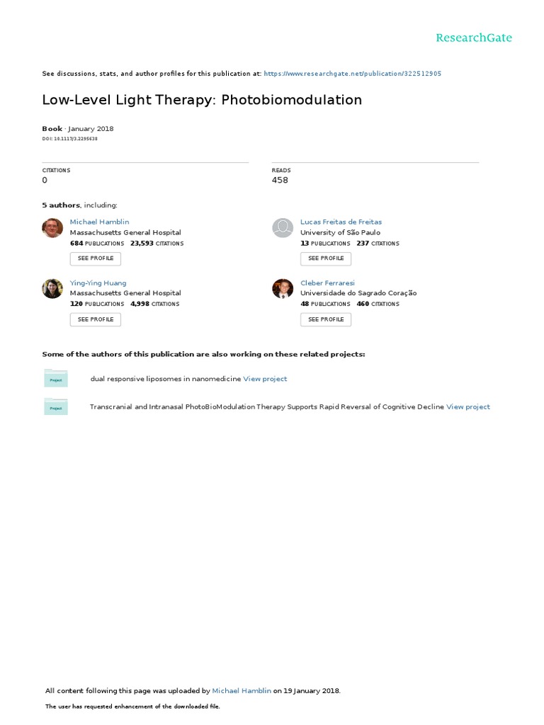 Low-Level Light Therapy Photobiomodulation PDF | PDF | Osteoarthritis ...
