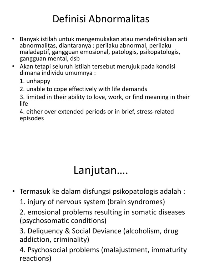 Definisi dan Ciri Abnormalitas Psikologis | PDF | Pengembangan Diri