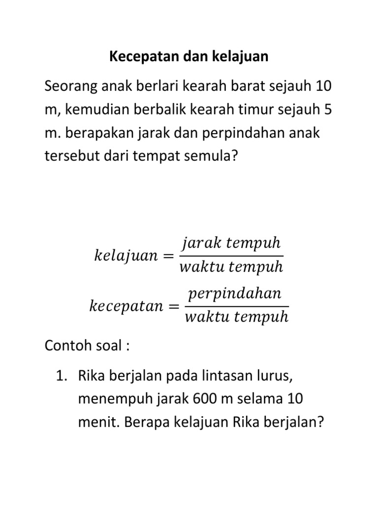 Contoh Soal Psikotes Jarak Dan Waktu - Contoh Soal Terbaru