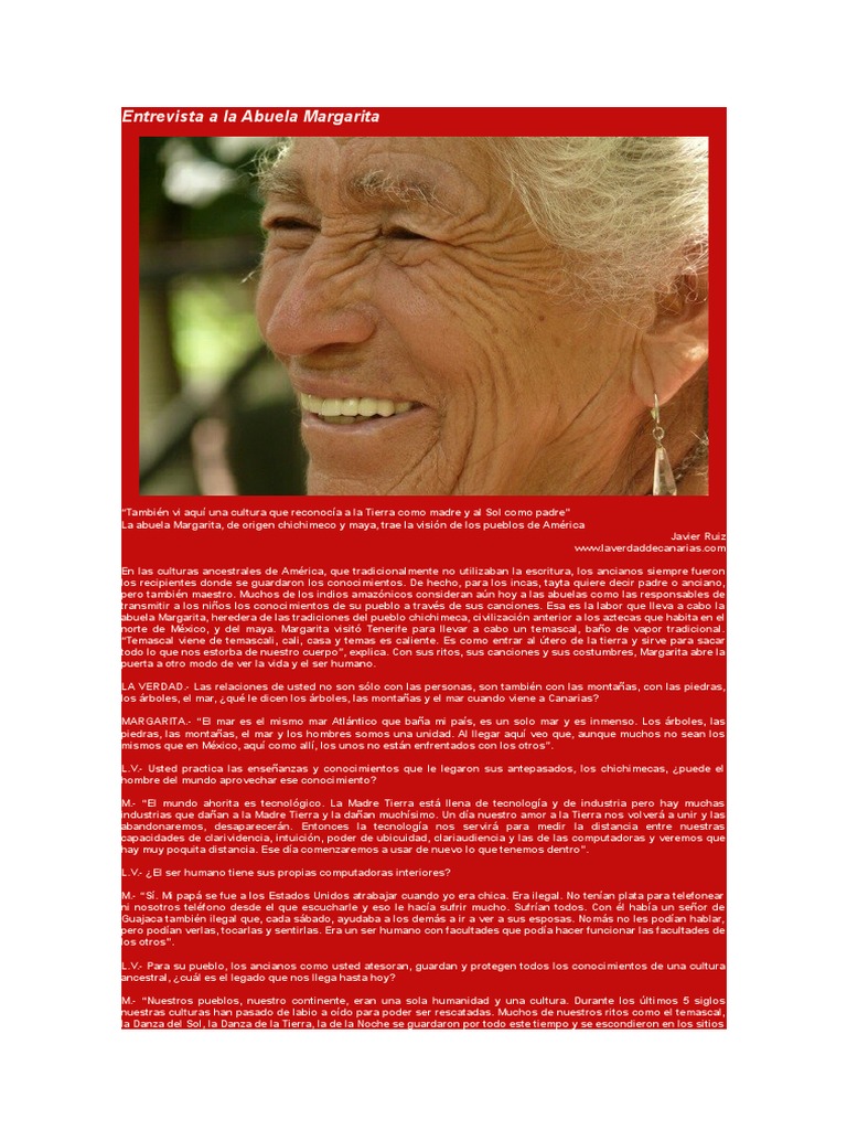 Entrevista A La Abuela Margarita PDF Vejez Américas