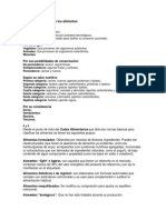 Clasificación de los alimentos por sus características y tratamiento