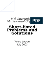 44th International Mathematical Olympiad.. Short-Listed Problems and Solutions (Tokyo, 2003) (71s) - MSCH