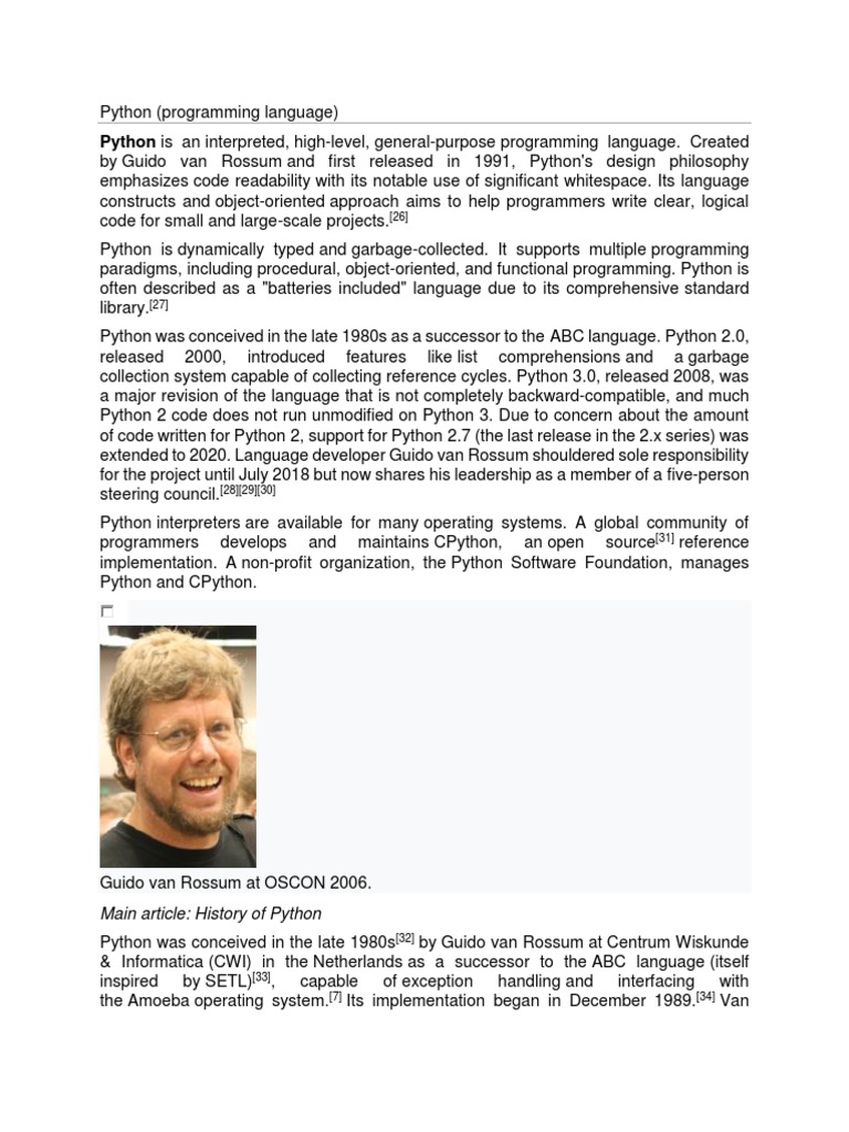 Python Is An Interpreted, High-Level, General-Purpose Programming ...