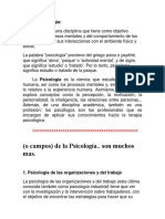 Qué Es Psicología, Campos de La Psicologia