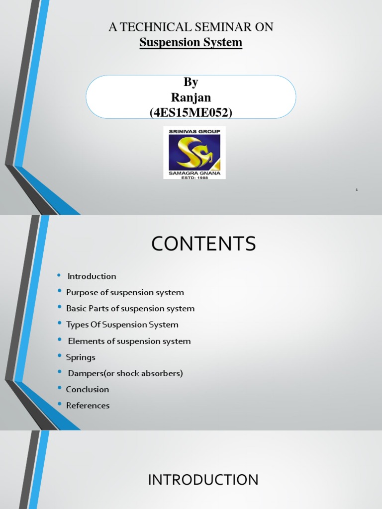 A Technical Seminar On Suspension System PDF Suspension (Vehicle