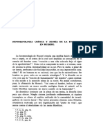 Fenomenologia Critica y Teoria de La Evidencia en Husserl PDF