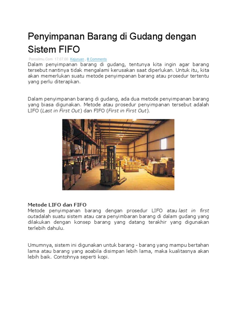 Penyimpanan Barang dengan Sistem FIFO | PDF
