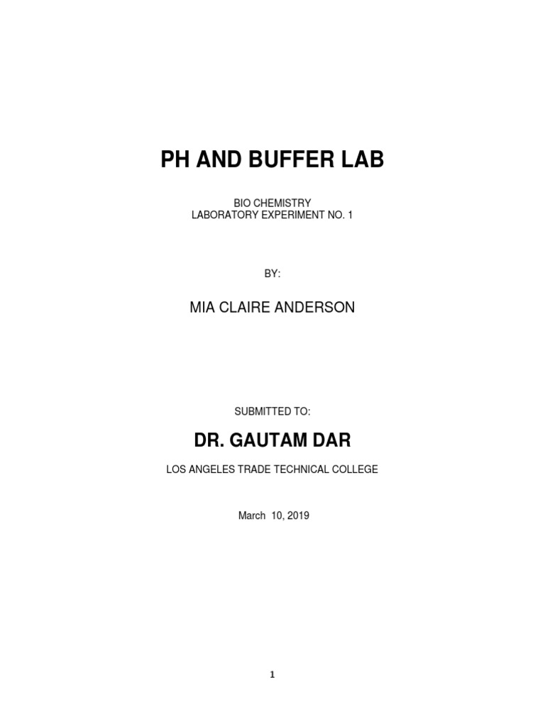 PH and Buffer Lab PDF Buffer Solution Acid
