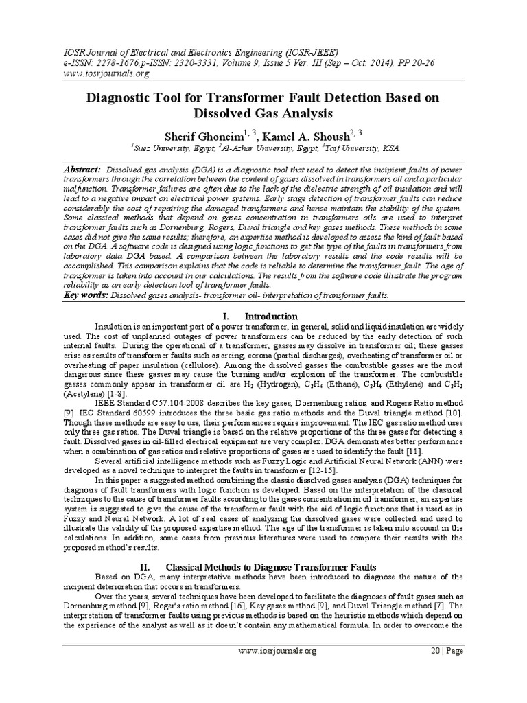 Transformer Fault Detection via DGA Analysis | PDF | Methane | Transformer