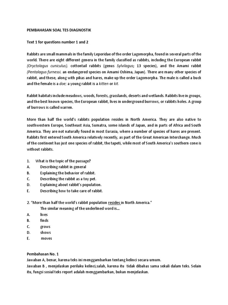 Pembahasan Soal Tes Diagnostik Nature