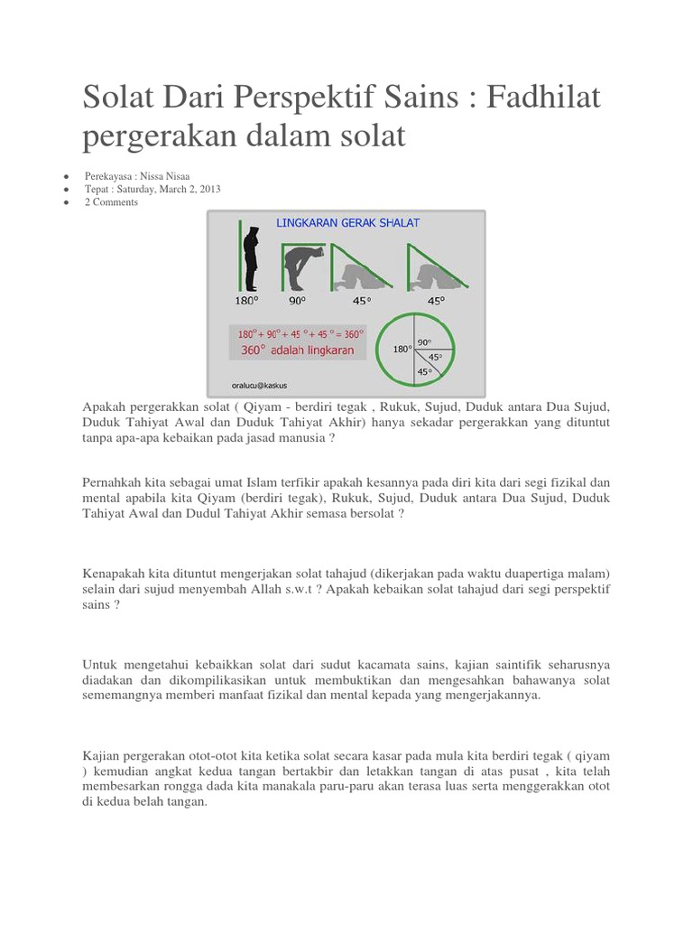 Kebaikan Solat Menurut Perspektif Sains Ibooksonline Malaysia