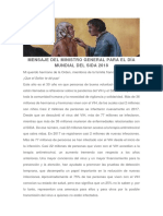 Mensaje Del Ministro General para El Día Mundial Del Sida 2018 - Fray Michael A. Perry, OfM