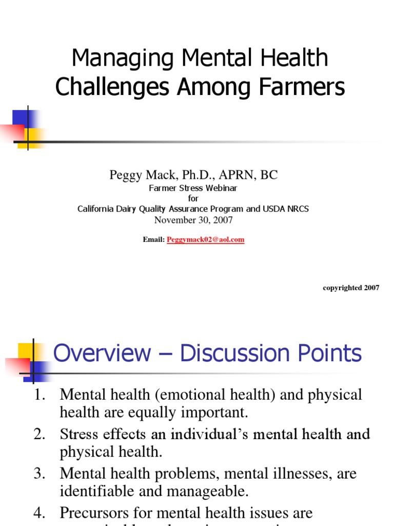 CDQAP 2007 Webinar Managing Mental Health Challenges Among Farmers Dr ...