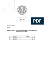 Mathematic Form 2 APRIL 2019 Pre-Mid Year Examination