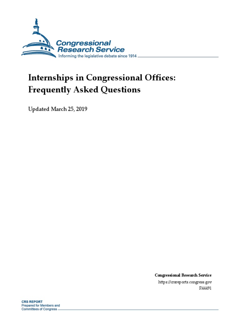 Internships in Congressional Offices Frequently Asked Questions PDF