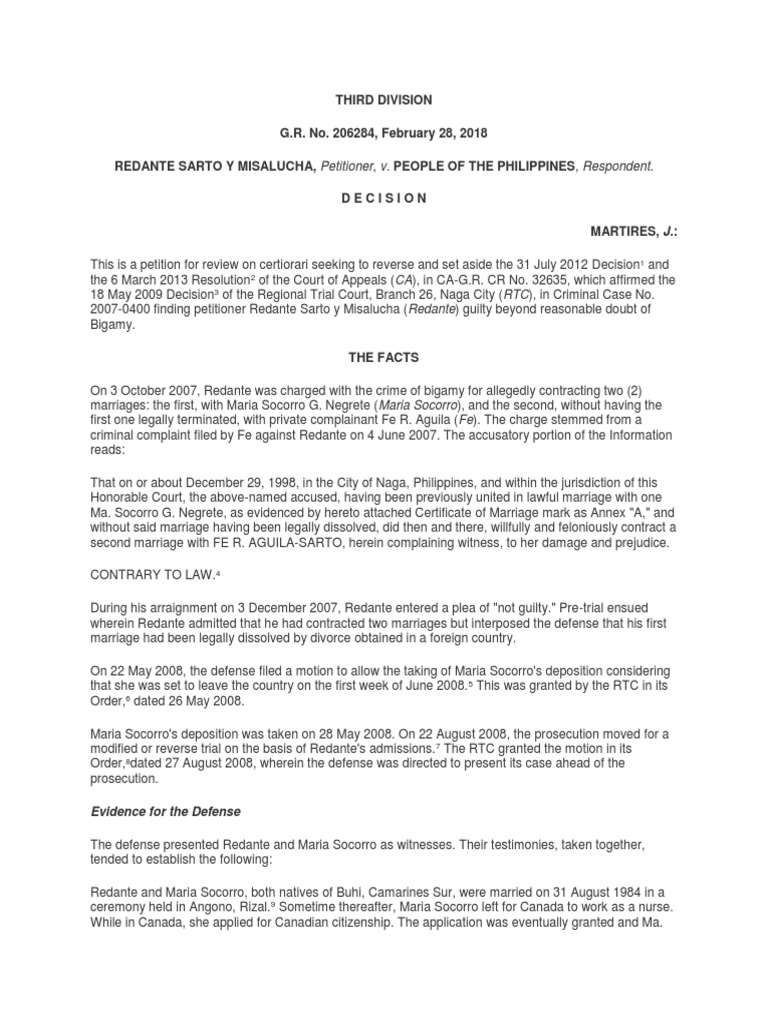 Bigamy PDF Judgment (Law) Divorce