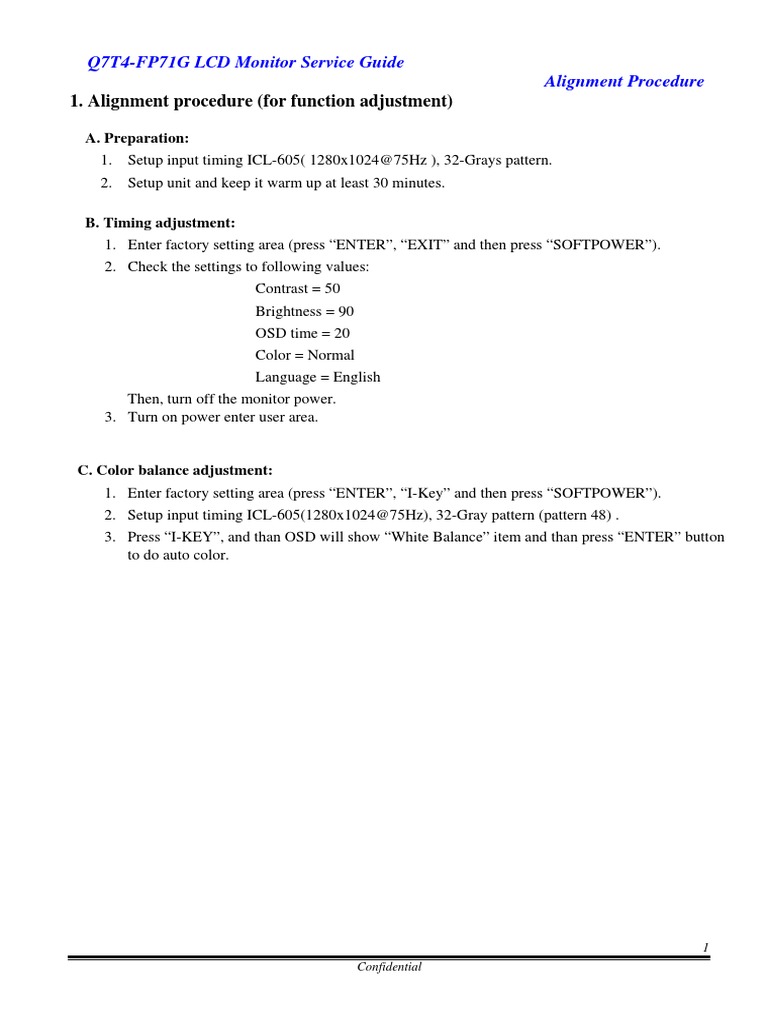 Q7T4-FP71G LCD Monitor Alignment Guide | PDF | Color Balance | Computer ...