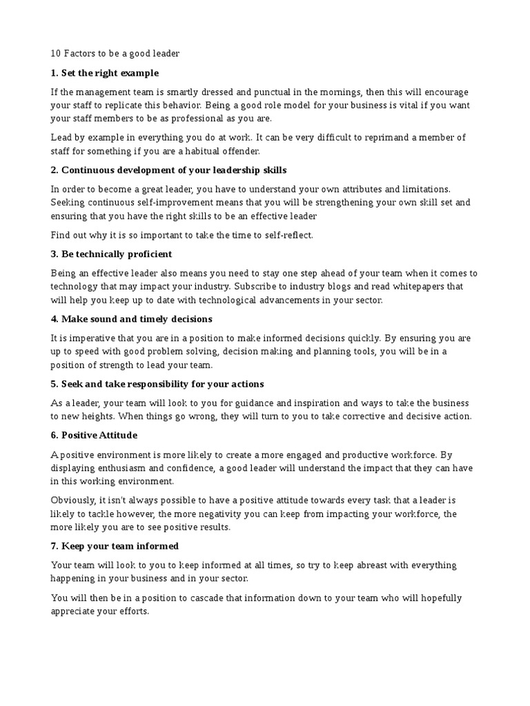 10 Key Traits of Effective Leaders | PDF | Social Psychology | Leadership
