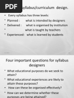 Levels of Syllabus/curriculum Design